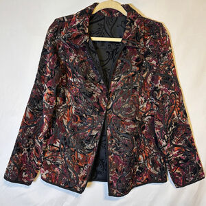 Reversible Tapestry Jacket Women’s Small Paisley Quilted Blazer Boho Vintage